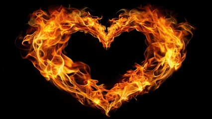 flames forming heart shape on black background