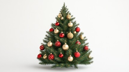 Isolated 3D Christmas Tree with Ornaments