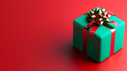 Obraz premium 3D Vibrant Gift Box with Red Background. Christmas Theme.