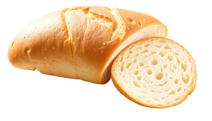 Delicious homemade sliced breads isolated on transparent png background, various of breads for selling in shop concept