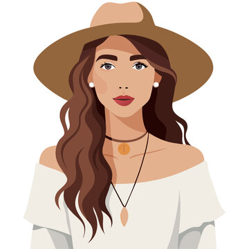 woman wearing hat portrait clip art preview