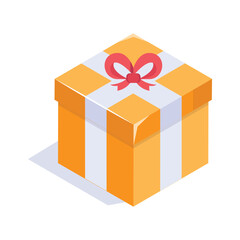 Get this amazing icon of gift box in modern isometric style