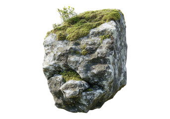Photo of nature mossy rock .Transparent background. Isolated PNG.