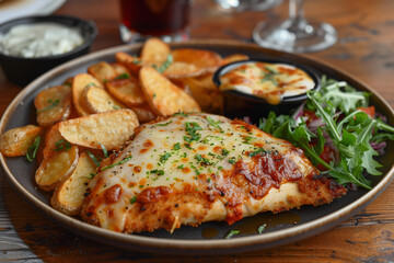 Delicious Aussie Pub Classic Meal with Chicken and Sides