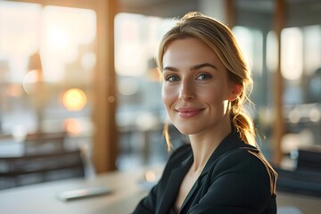 Confident Business Woman in Bright Meeting Room
