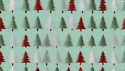 Obraz premium Seamless repeating Christmas tree pattern for gift wrapping paper. AI genrated