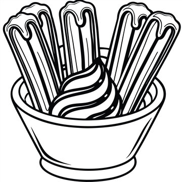 recommend clip art: Chocolate sauce with churros vector silhouette