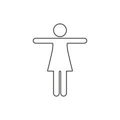 Standing Human Body Line Icon. Woman with Outstretched Arms Pose Outline Symbol. Editable Stroke. Isolated Vector Illustration
