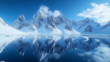 Snow mountain lake scenery