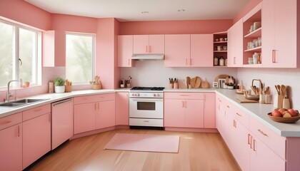 Pink modern day kitchen area