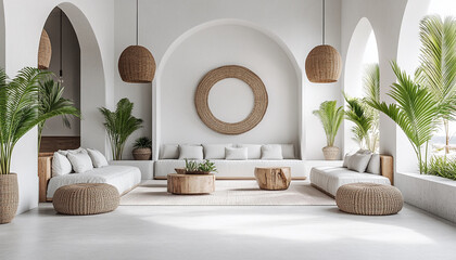 Scandinavian Coastal Chic Hotel Lobby Minimalist