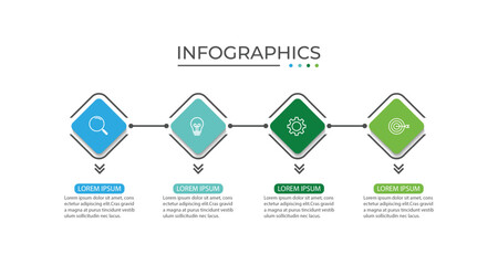 Vector Infographic label design template with icons and 4 options or steps.