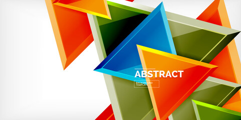 Abstract background - colorful triangles with 3d effect. Vector Illustration For Wallpaper, Banner, Background, Card, Book Illustration, landing page