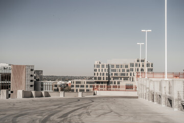 rooftop parking lot from multi-story building tire marks © seaseasyd