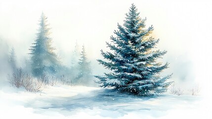 Winter pine snow scene