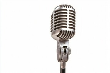 Vintage microphone on white isolate background