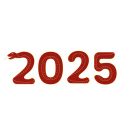 Chinese 2025 Red and Gold Contour New Year Numeric. Zodiac Asia Snake