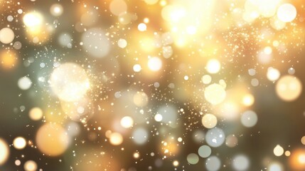 A sparkling bokeh background with soft, glowing light orbs in various shades of gold and white, creating a magical and festive feel for holiday designs