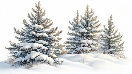 Winter pine snow scene