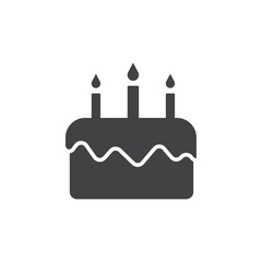 Birthday cake icon Symbol mark in filled style