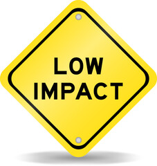 Obraz premium Yellow color transportation sign with word low impact on white background