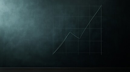 A dark background features a rising graph line with grid marks, symbolizing growth and progress in data analysis or business.