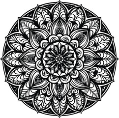 Mandala simple vector with Blossom Mandala Shape outline illustration