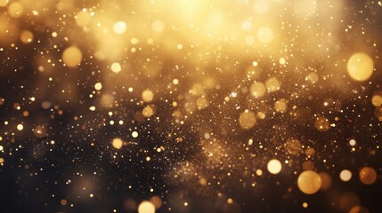 Fototapeta premium A gold dust and sparkles background with particles softly floating in the air, creating a magical and luxurious ambiance for celebrations or special events