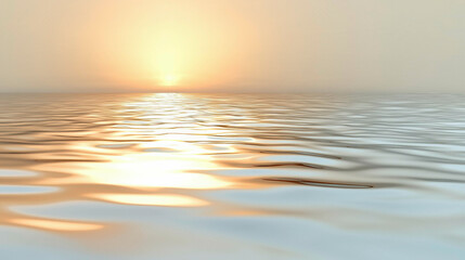 A serene sunset reflecting on calm water, creating a peaceful atmosphere with gentle ripples and warm hues.