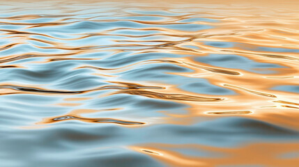 A serene reflection of waves, blending blue and orange hues, depicting the calmness of water under soft lighting.
