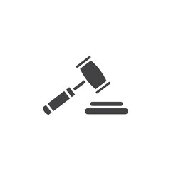 Gavel icon Symbol mark in filled style