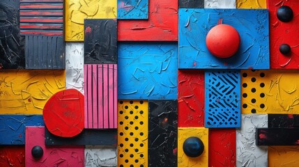 Abstract Geometric Art with Vibrant Colors and Shapes