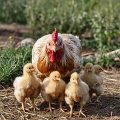 Fototapeta premium hen and chickens
