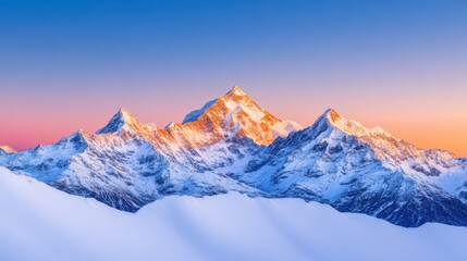 Obraz premium Majestic Snowy Mountain Landscape at Sunrise