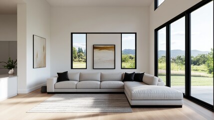 Fototapeta premium Spacious Living Area with Modern Sectional Sofa