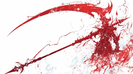 Dynamic and bold illustration of a weapon with red splashes, symbolizing power and intensity.