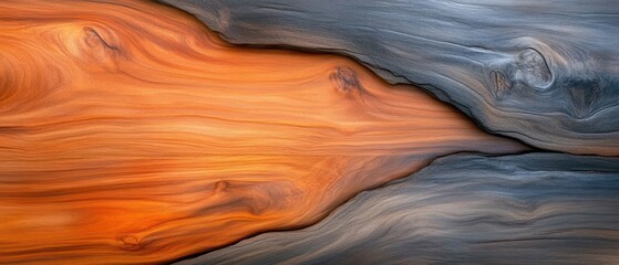 Obraz premium The harmonious fusion of nature's textures a stunning display of warm and cool tones in wood grain.