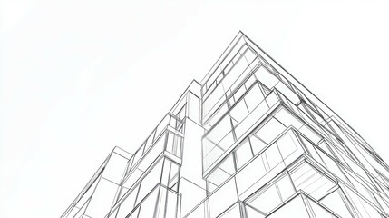 Fototapeta premium A close-up architectural drawing sketch of modern building lines, with ample copy space for text or branding
