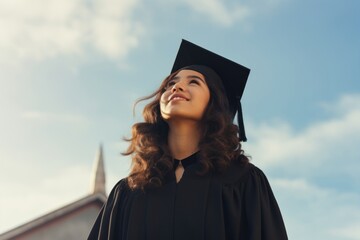 Graduation portrait student looking.