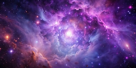 Fototapeta premium A cosmic landscape of swirling nebulae and twinkling stars, a celestial tapestry of wonder and mystery.