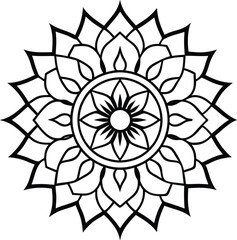 Hand-drawn floral line art mandala