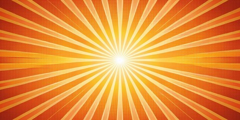 Fototapeta premium Abstract Sunburst Design with Radiating Lines and Dotted Pattern in Warm Orange and Yellow Hues