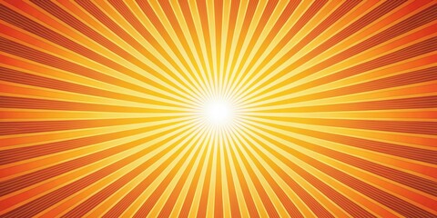 Fototapeta premium A Bright Yellow Sunburst Pattern with Orange and Red Hues Emanating Radially from a White Center Point