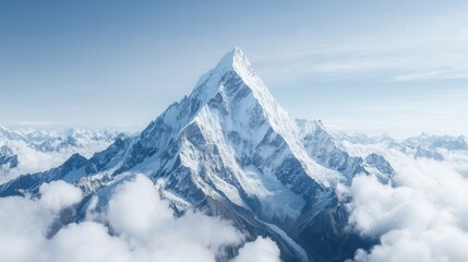 Fototapeta premium Majestic Snow-Capped Mountain Peak Above the Clouds