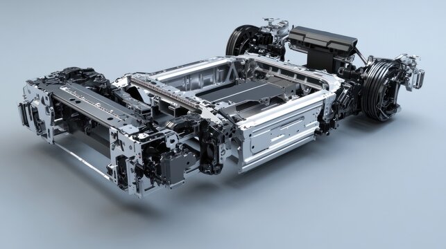 Advanced robotics for parts plant, utilizing automated systems to produce complex car parts with precision.