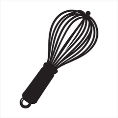 Kitchen Whisk Line Art silhouette on white background
