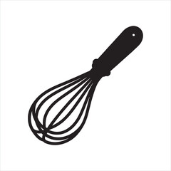 Obraz premium Kitchen Whisk Line Art silhouette on white background 