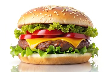 Fresh burger isolated on white background