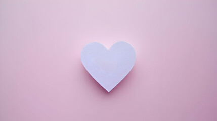 A minimalist pink background with negative space, showing only a single white heart in the center, surrounded by soft pastel shades