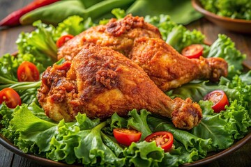 Fresh classic hot chicken on a green salad